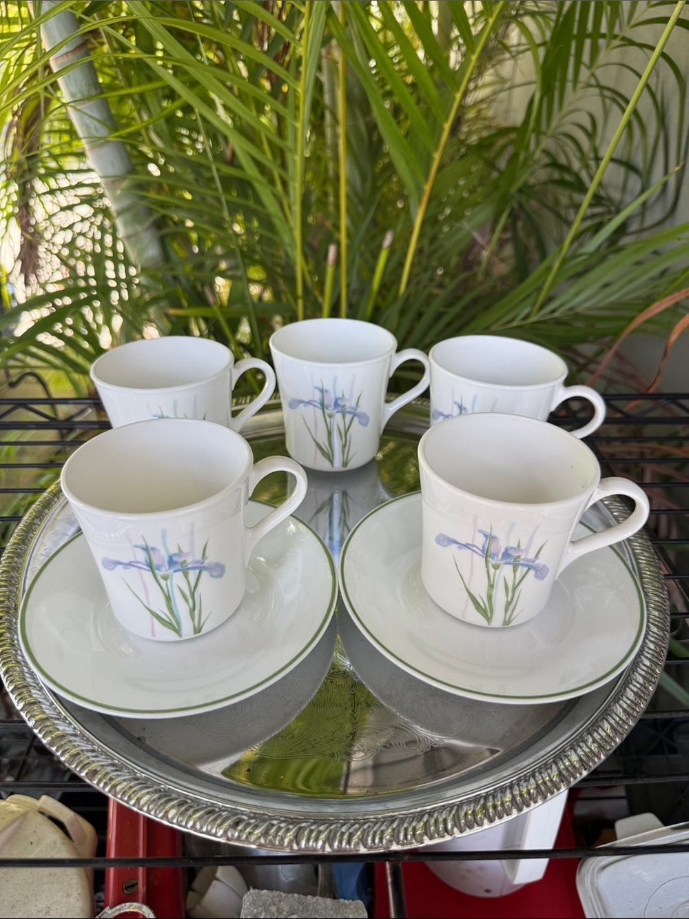 Corelle Shadow Iris Mugs and Plates - Set of 5